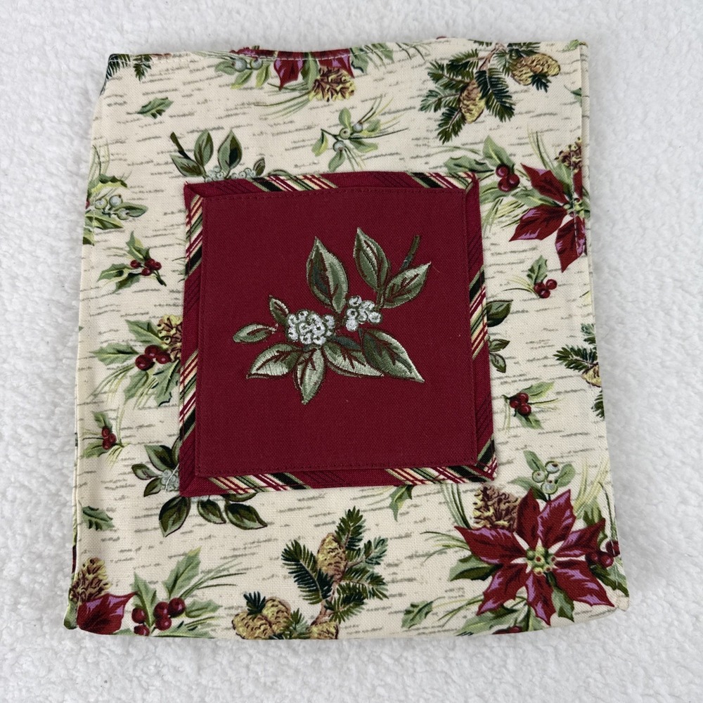 Longaberger 2006 Holiday Tote Bag Botanical Fabric Poinsettia Holly 23379 NEW